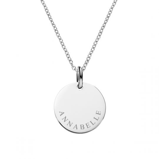 SILVER DISC CURVED NAME NECKLACE